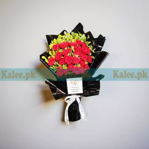 English Red Roses Flat Bouquet