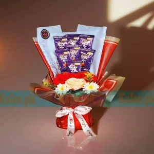 Dairy Milk Chocolates Bouquet With Artificial Flowers