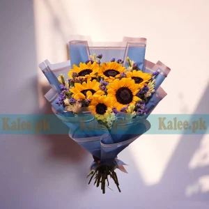 Imported Sunflowers Bouquet With Tuberose & Statice