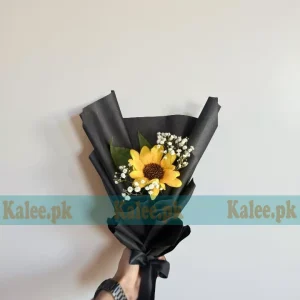 Single Imported Sunflower Bouquet With Baby's Breath