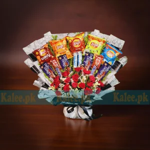 Chips & Chocolates Bouquet With Mix Flowers