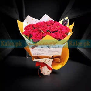 Golden Paper Red Roses Bouquet