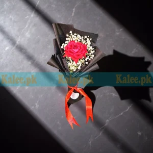 Single English Rose Bouquet With Baby's Breath