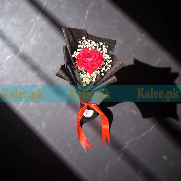 Single English Rose Bouquet With Baby's Breath