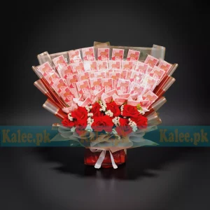 100 Rupee Notes Cash Bouquet With Artificial Flowers