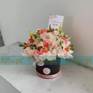 Pink White Gladiolus & Statice Flowers Box