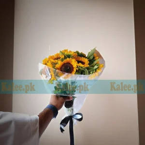 Plastic Wrapped 10 Imported Sunflowers