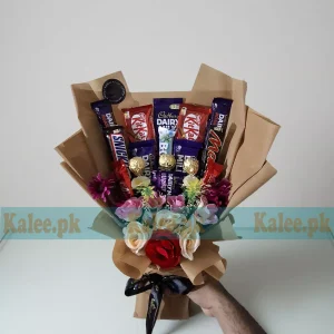 Chocolates Bouquet With Artificial Flower