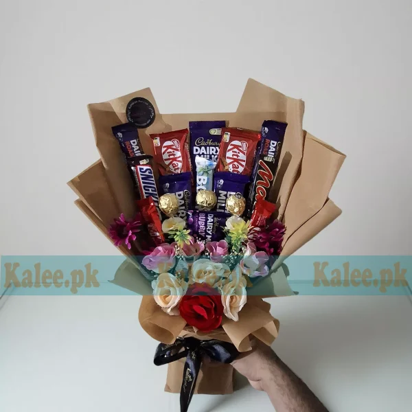 Chocolates Bouquet With Artificial Flower