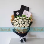 Fresh Baby’s Breath & White Rose Flowers Bouquet for weddings and gifting in Karachi