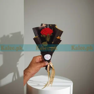 Single Red Rose Crochet Flower Bouquet