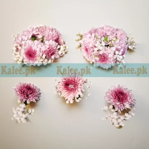 Imported Pink Daisies Jewellery Set With Baby's Breath