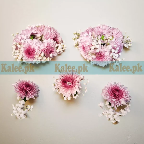 Imported Pink Daisies Jewellery Set With Baby's Breath