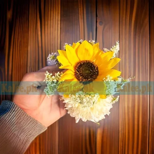 Sunflower Bridal Kangan With Star Jasmine & Baby's Breath - Image 2