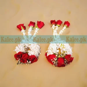Roses & Baby's Breath Bridal Gajray With Star Jasmine