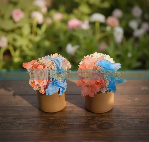 Flowers Bridal Kangan Gajray made with mixed glades, statice, pink roses, and chrysanthemum