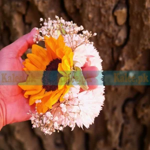 Sunflower Bridal Kangan With Star Jasmine & Baby's Breath