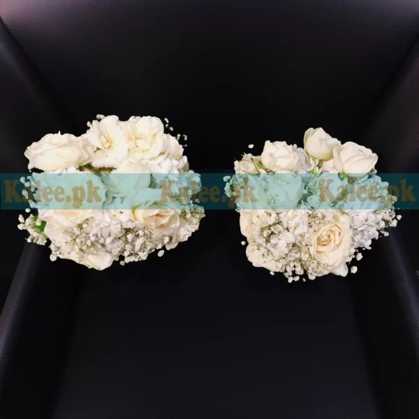 White Rose Flowers Kangan Gajray With Baby's Breath