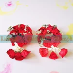 Gajray with lacy lace and English roses for bridal kangan pair