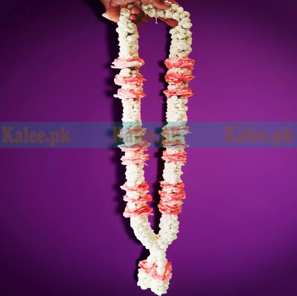 Pink Roses & Jasmine Groom Haar Garland