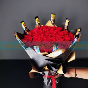 Perk Chocolates Bouquet With Red Roses