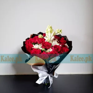 Tuberose And Red Rose Flowers Bouquet