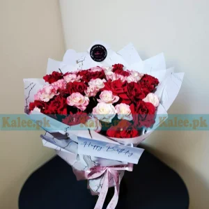 Fresh Pink And Red Rose Flowers Bouquet