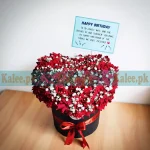 Heart Shaped Red Roses Box with Baby's Breath – Karachi flower shop Kalee.pk
