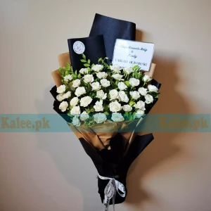 Fresh White Roses Flowers Bouquet