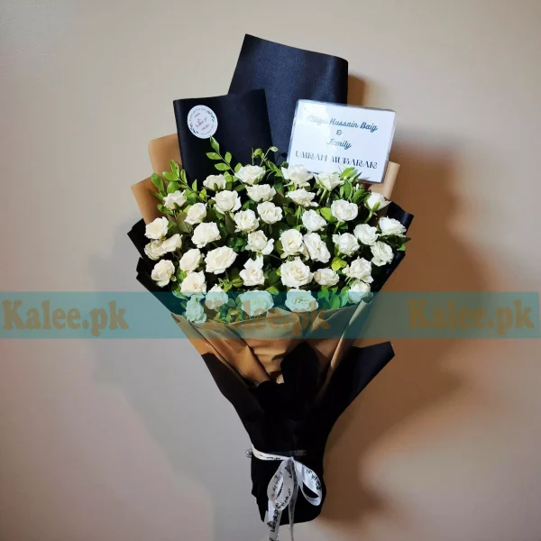 Fresh White Roses Flowers Bouquet