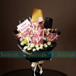 Buldak Ramen Noodles Bouquet with fresh white roses – Karachi flower shop Kalee.pk
