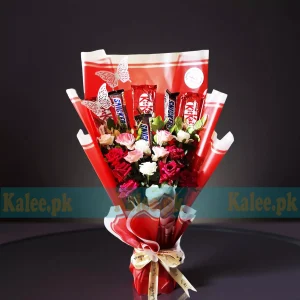 Chocolates Bouquet With Mixed Fresh Roses