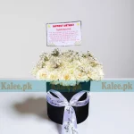 White Roses Box with Baby's Breath – Karachi flower shop Kalee.pk