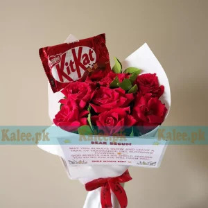 Single KitKat Bouquet With Red Roses