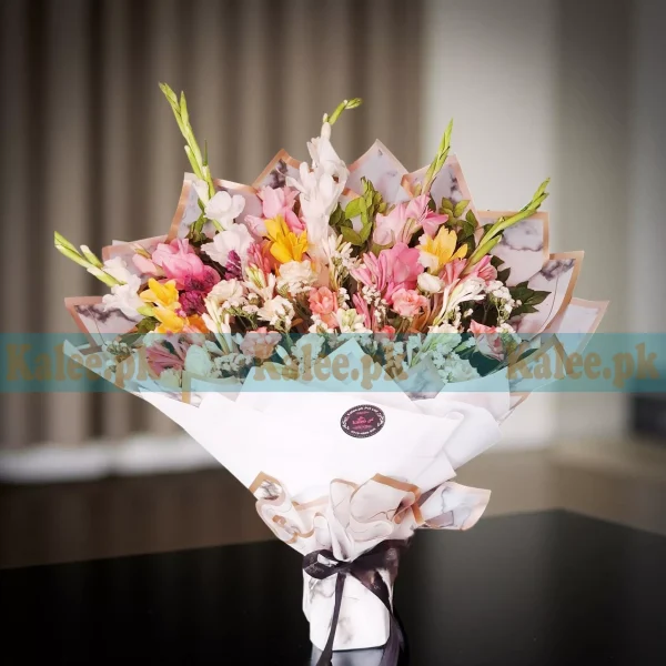 Mixed Flowers Flat Style Fancy Bouquet
