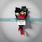 Single Fresh Rose Bouquet with statice – Karachi flower shop Kalee.pk