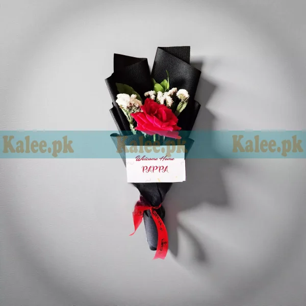 Single Fresh Rose Bouquet With Statice
