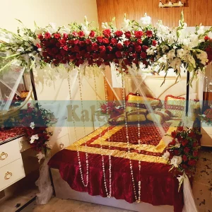 Red Roses And White Gladiolus Bridal Bedroom Decor