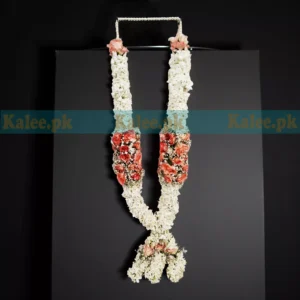 Pink Roses Garland With Star Jasmine & Gypsophila