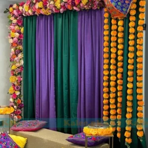 Mehndi Mayo Stage Decor With Mix Flowers
