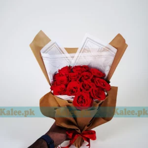 Flat Design Red Rose Flowers Bouquet