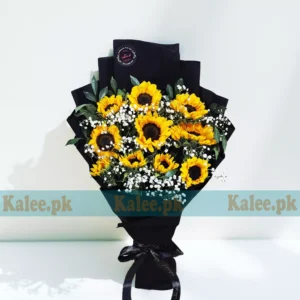 Imported Sunflowers And Baby's Breath Bouquet