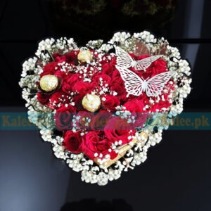 Heart Shaped Flowers And Chocolates Box