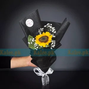 Single Imported Sunflower With Baby's Breath