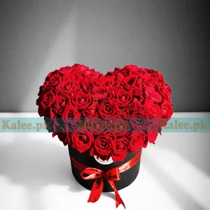 Heart Shaped Red Rose Flowers Box