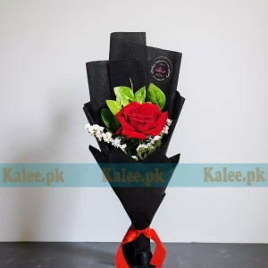 Single Red Rose Flower With Statice