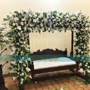 Mixed White Real Flowers Wedding Stage Decoration