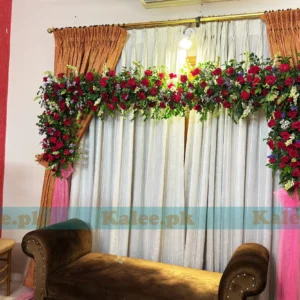 Red Roses Stage Decor - Tuberose & Statice Flowers