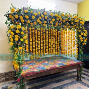 Mehndi Mayoon Decoration With Real Flowers