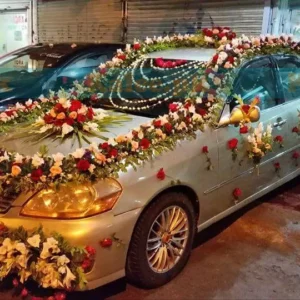 Gladiolus Roses And Statice Flowers Car Decoration